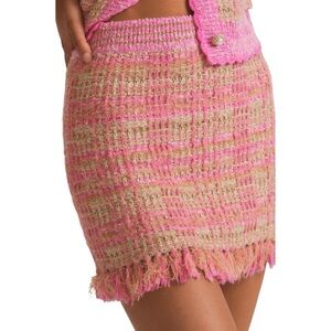 LoveShackFancy Pink Tweed Balsalm skirt